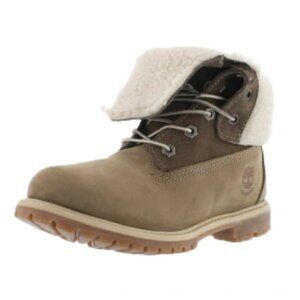 NWOT Authentic Timberland Women's Teddy Fleece Fold Down Taupe Boots